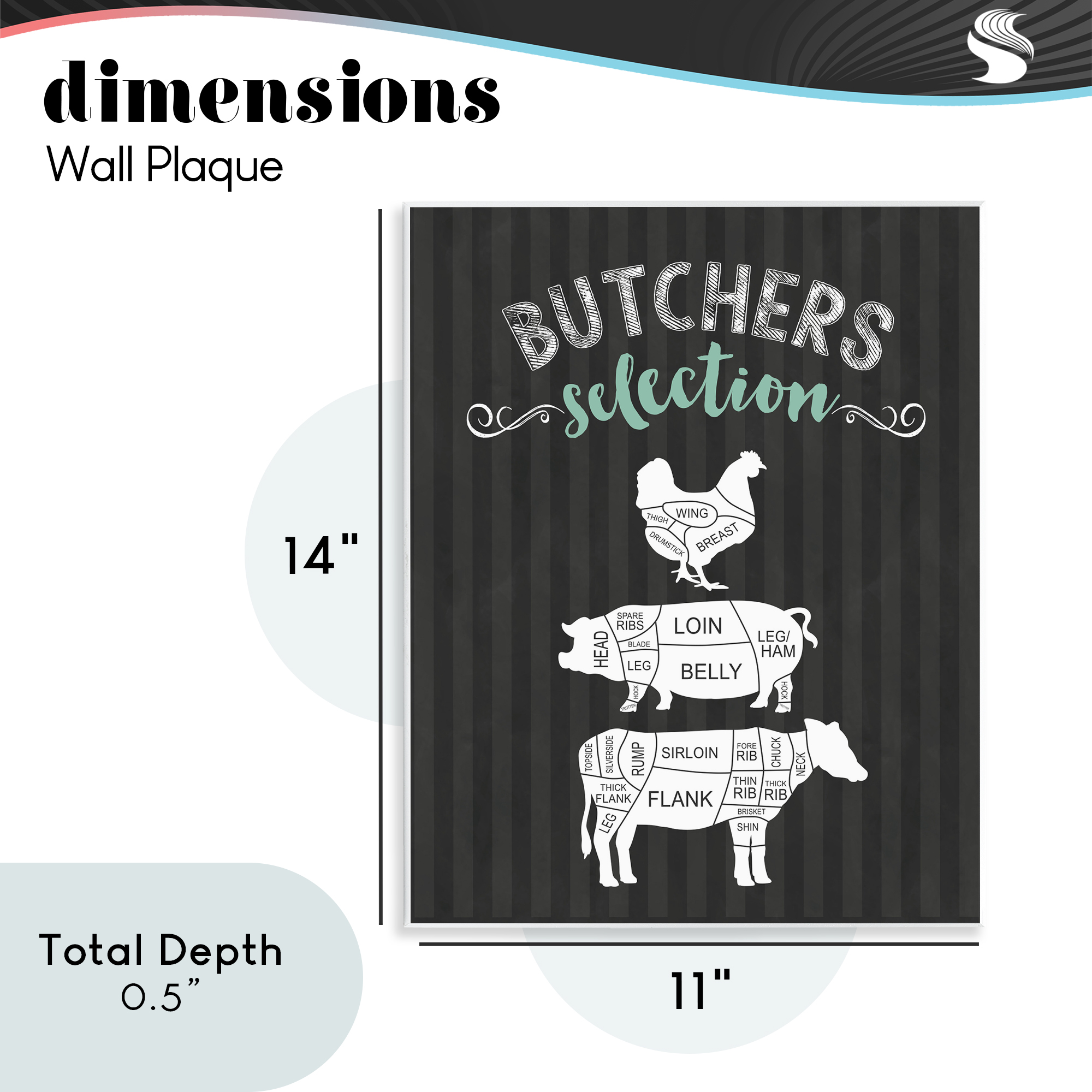 Butchers Selection Animal Sections Wall Plaque Art, design by Lettered and Lined