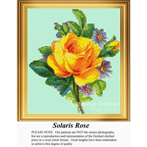 Solaris Rose, Vintage Counted Cross Stitch Pattern (Pattern Only, You Provide the Floss and Fabric)