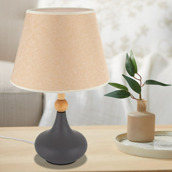 7.08inch Modern Table Lamps Simple Grey for Living Room Bedroom Wood Cloth Light