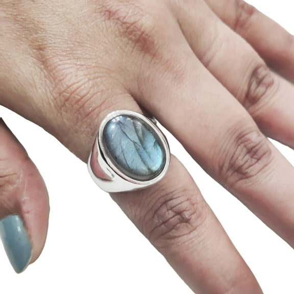 Labradorite Mans Ring, Natural Labradorite Ring, Blue Fire Labradorite, Silver Jewelry, 925 Silver Ring, Birthday Gift, Heavy Mens Ring, Ottoman Style Ring, Christmas, Plain Mens Signet Ring
