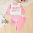 thumbnail image 2 of Futezty Toddler Baby Girl Clothes Daddy's Bestie Letter Outfits Fall Winter Sweatshirt and Pant 3 6 12 18 24 Months 3T Newborn Set, 2 of 7