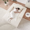 thumbnail image 3 of 75-Inch Chaise Lounge Chair Indoor, Fluffy Modern Sleeper Chair, Sofa Bed for Indoor Living Room Bedroom, No Assembly Required, Beige, 3 of 7