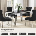 thumbnail image 6 of 47" Rectangular Glass Dining Table, 10mm Black Tempered Glass Top, S-Shaped Stainless Steel Legs, for Apartments & Small Spaces, 6 of 7