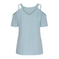 thumbnail image 4 of Women's Summer Short Sleeve Off Shoulder V-Neck Casual Lace Up T-Shirt, 4 of 6