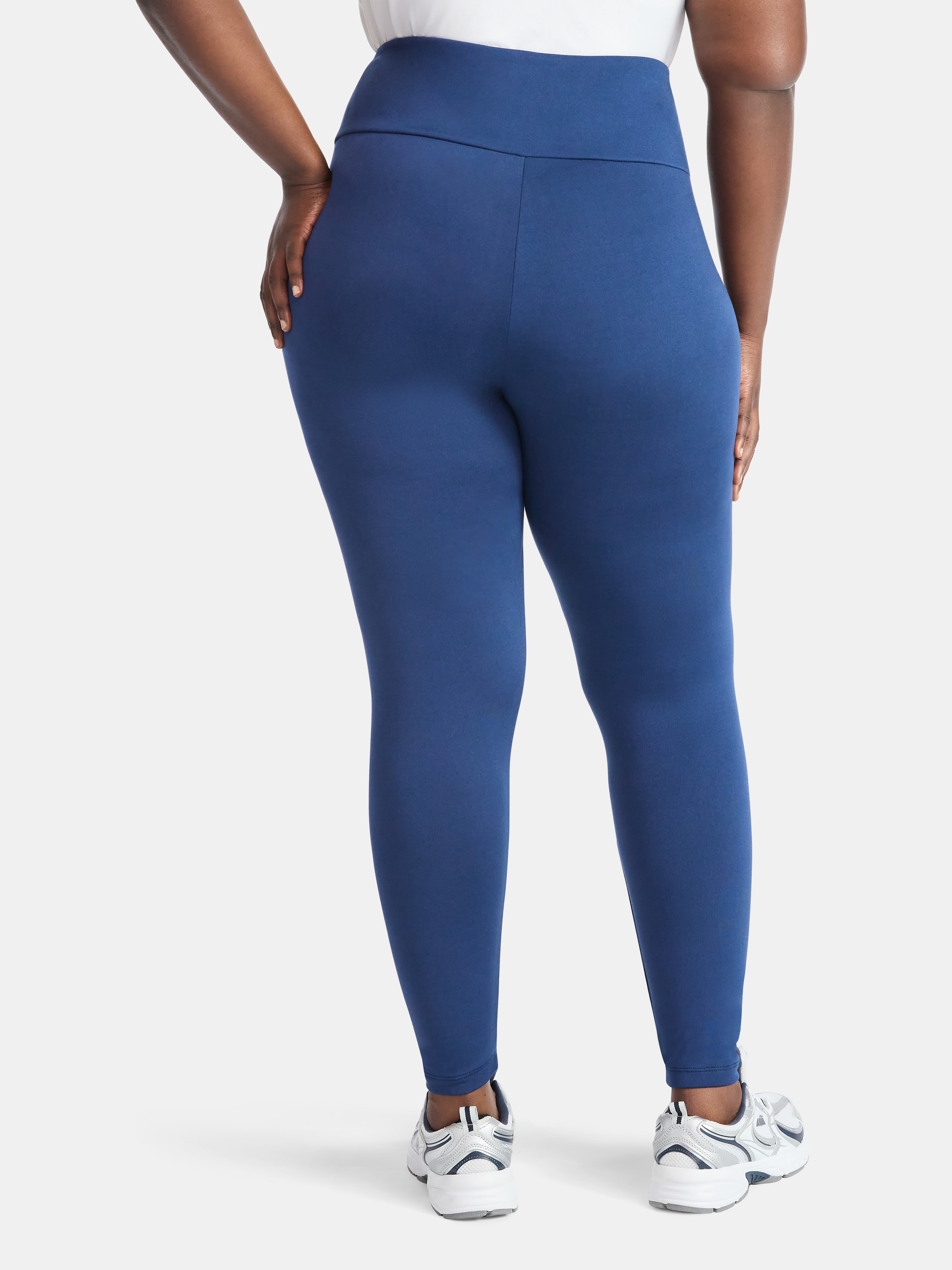 Feathers Plus size Women’s Cozy Lightweight Fleece-Lined Stretch Multipack Leggings for Everyday Wear, 5 Pack, Sizes 1X-4X