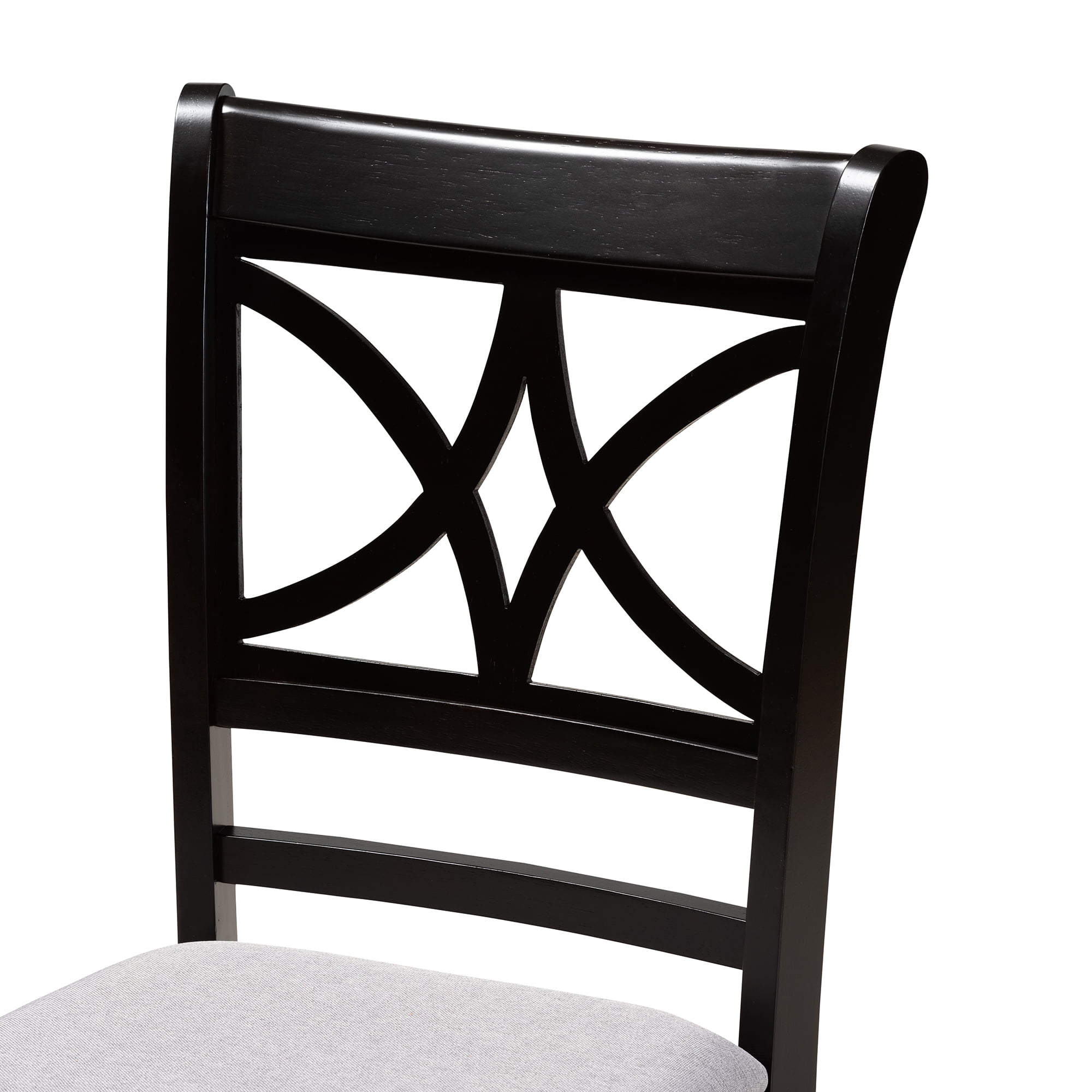 Baxton Studio Clarke Modern and Contemporary Grey Fabric Upholstered and Espresso Brown Finished Wood 4-Piece Dining Chair Set