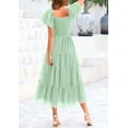 thumbnail image 3 of PRETTYGARDEN Women's Smocked Tulle Midi Dress Summer Square Neck Puffy Short Sleeve Ruffle Wedding Guest Party Dresses, 3 of 10