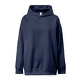 thumbnail image 5 of PMVFHDE Plus Size Long Sleeve Hooded Pullover Soft Loungewear Casual Everyday Wear Comfort Fit Sweatshirt Navy，XL, 5 of 5