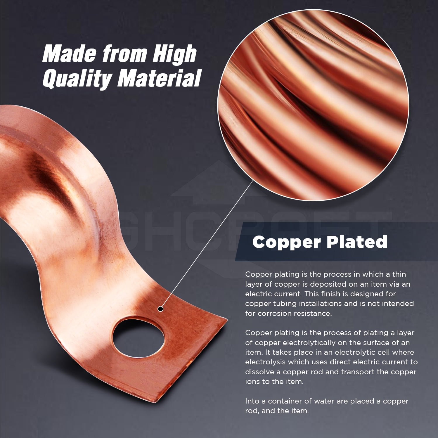 Highcraft 2-Hole Copper Pipe Strap U Bracket 3/4", 100 Pk