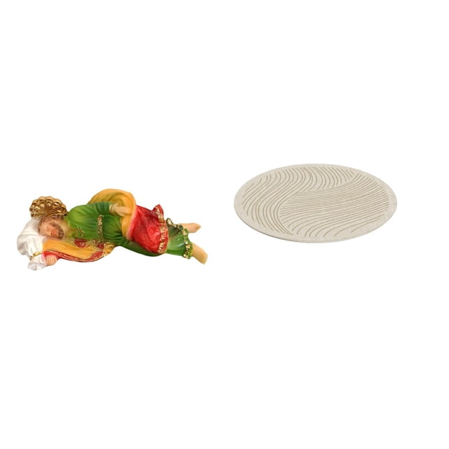 Estatua decorativa de resina de José, escultura de Jesús José para mesa, estante, oficina o coche. Incluye alfombra redonda de 60 cm para interiores,