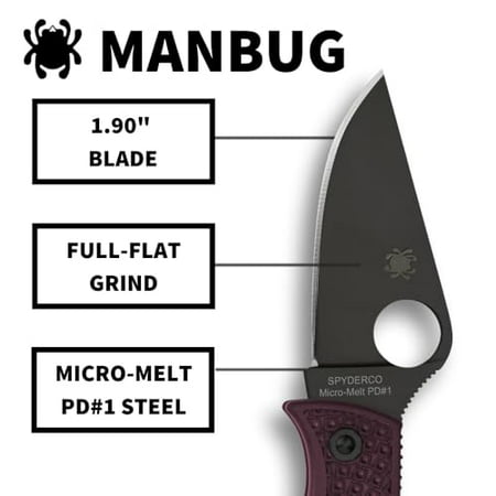 Spyderco Manbug Folding Pocket Knife with Micro-Melt PD#1 Steel Blade and FRN Handle - PlainEdge - MBBGBKP