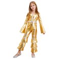 thumbnail image 2 of Manyakai Kids Girls Long Flare Sleeve Retro Disco Jumpsuits Movie Star Singer Fancy Dress Up Rave Party Bodysuits Gold 8, 2 of 7