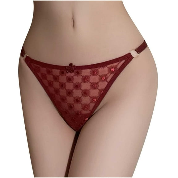 Bigersell Woman Underwear Clearance Womens Briefs Underwear Cheeky Panty Style P-1498 Nylon Period Panties Lace Thong Briefs Mid Waist Women Cheeky Panties Wine One Size
