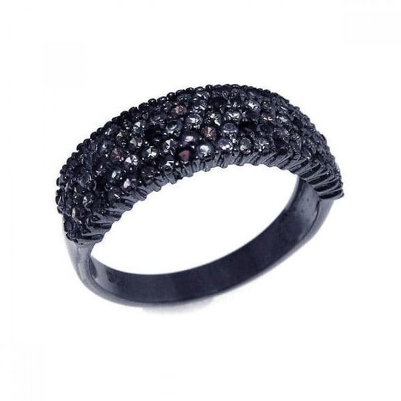 Sterling Silver 925 Black Rhodium Plated Multi Pave Set Ring Cubic Zirconia Jewelry Female Size 5