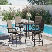 Sophia & William 5 Piece Outdoor Patio Dining Set Swivel Bar Stools High Back Patio Bar Table and Chairs