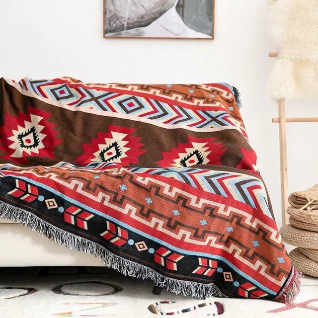Bohemian Plaid Blanket for Sofa bed Decorative Blanket Outdoor Camping Blanket Boho Sofa cover throw Blanket Picnic With Tassel90x150cm Gao Jinjia LED