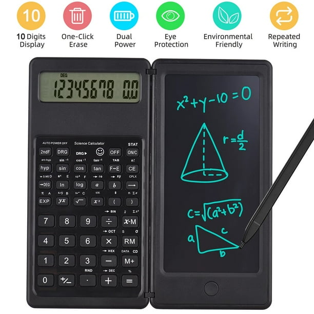 Calculadora portátil de 6,5 pulgadas, tableta de escritura con pantalla LCD, calculadora científica plegable, almohadilla de dibujo Digital con lápiz óptico Fivean unisex