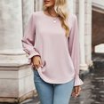thumbnail image 4 of BLVB Tunic Tops for Women Crew Neck Long Sleeve Spring Fall Shirts Solid Casual Loose Fit Ladies Dressy Blouses, 4 of 8