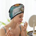 thumbnail image 3 of Yiaed Vintage Colorful Floral Cow Print Hair Cap with Button,Coral Fleece Hair Towel Wrap for Women Wet Hair,Quick Dry Turban for Wet Hair Long Thick Hair, 3 of 5