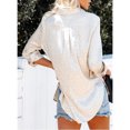 thumbnail image 3 of Blusa Con Cierre De Botón, Cuello Vuelto, Satén, Jacquard, Manga Larga, Informal, Para Mujer, Para Fiestas ANGGREK Otros, 3 of 6