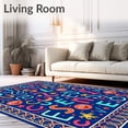 thumbnail image 2 of ODIKA 5'x7' Machine Washable Non-Slip Area Rug, Joyful Alphabet Mosaic with Whimsical Sea Life and Creative Letter High Traffic Rug with Pad, Blue, 695327, 2 of 8