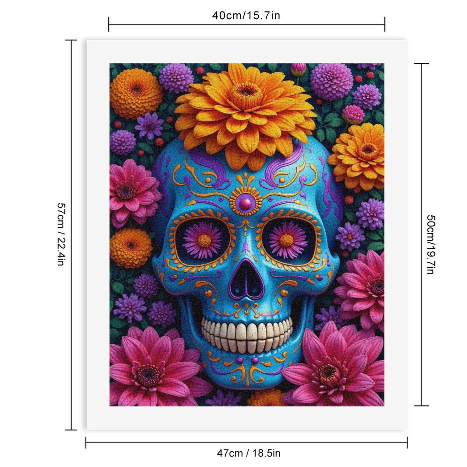 Paint By Numbers Kit for Adults Beginner - DIY Floral Skull Art With Vibrant Colors Canvas Painting Kits for Adults, Frameless Paint By Number for Adults for Home Wall Decor 16x20 Inch