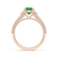 thumbnail image 2 of ANGARA Natural Vintage Inspired Round Emerald & Diamond Three Stone Ring in 14K Rose Gold for Women (Size-6.5mm) | May Birthstone, Birthday, Anniversary, Jewelry Gift for Women | Natural Emerald Ring, 2 of 10