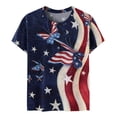 thumbnail image 3 of Jophufed Summer Tops for Women 2025 Summer Casual Crewneck Short Sleeve T-Shirts Flag Print Fit Basic Tops Tees Blouses Labor Day Sale, 3 of 5