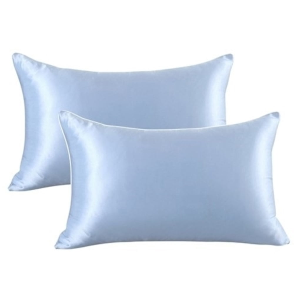 Gilbin Satin Pillowcase for Hair and Skin Silk Pillowcases Set of 4 - with Envelope Closure - with Hidden Zipper - King Satin Pillowcase (Blue)