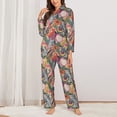 thumbnail image 2 of Honeii Tropical Fruit print Women's Pajama Sets Long Sleeve Button Down Sleepwear Nightwear Soft Pjs Lounge Sets-Large, 2 of 7