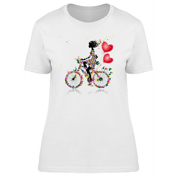 Flower Girl Bike Valentine Day T-Shirt Women -Image by Shutterstock, Female Small