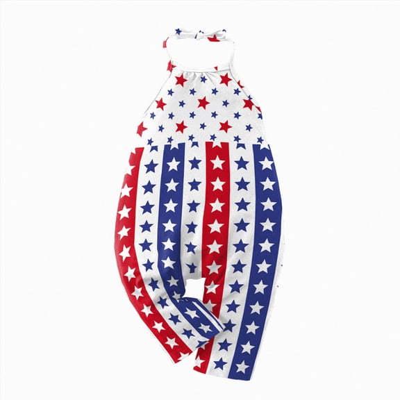 Splozh Newborn Fourth of July Outfits Girl Romper Overall Infant Baby 4th of July Red White Blue Clothes,White,1-2 Years