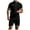 Black, variant on YYDGH Men's Two Piece Shorts Set Summer Casual Daily Outfits Oversized Short Sleeve Zip Up Lapel Polo Shirt and Wide Leg Pants