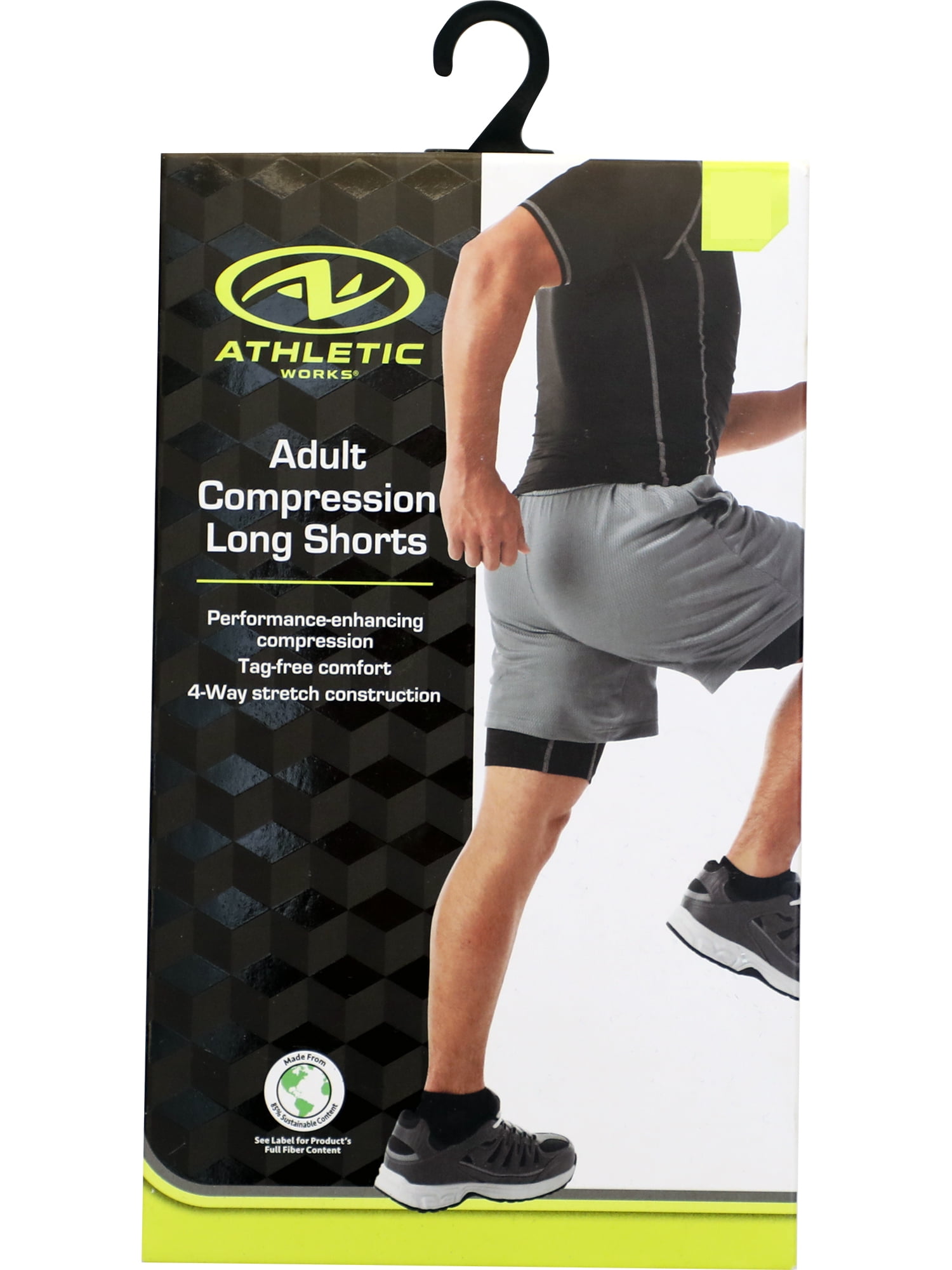 Athletic Works Adult Compression Long Short, XL, White, Unisex, 1 Pack