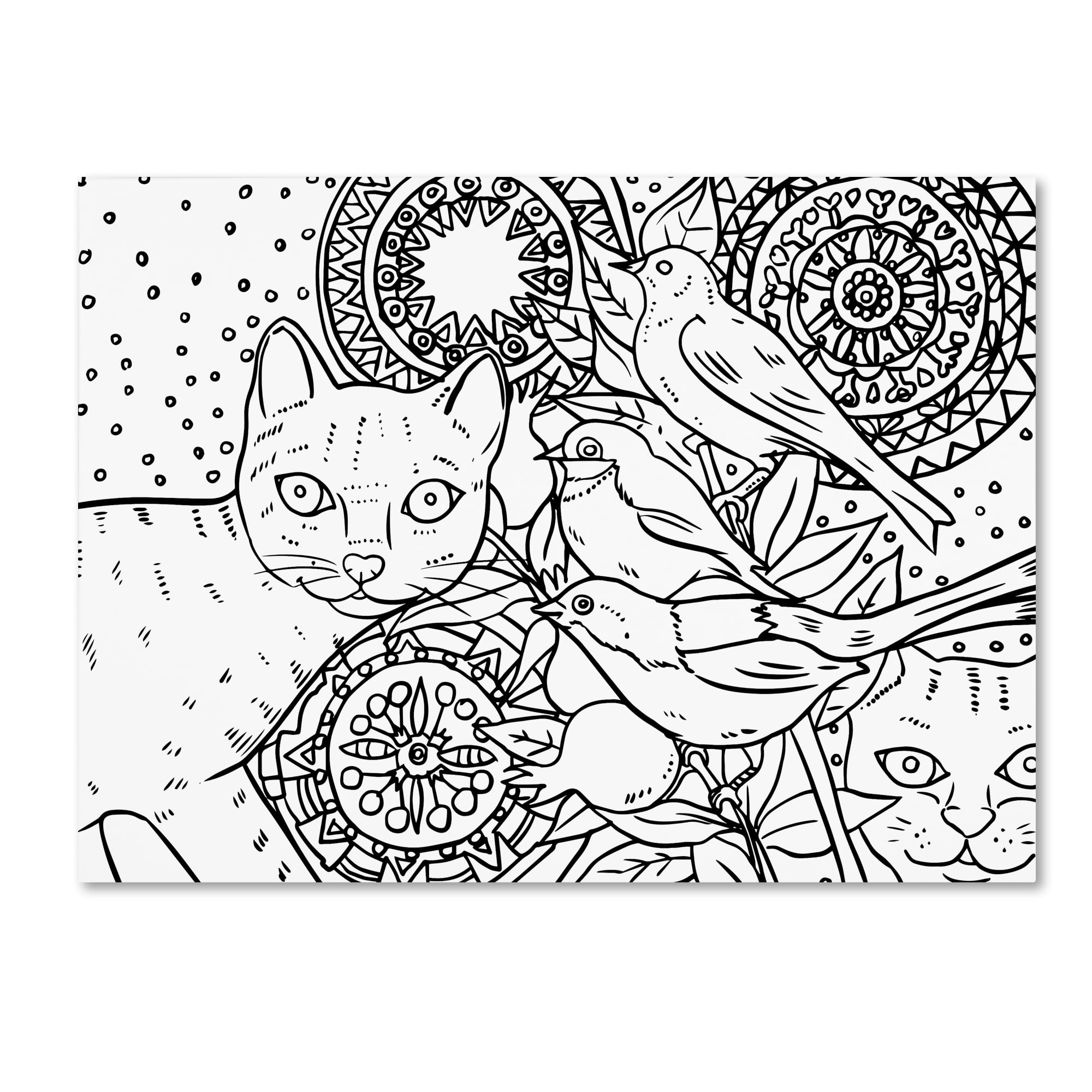 Trademark Fine Art 'Mandala Cats: LINE ART' Canvas Art by Oxana Ziaka