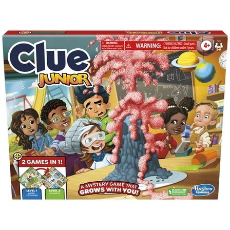 Clue Junior Game, 2-Sided Board, 2 Games in 1, Clue Mystery for Ages 4 