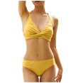 thumbnail image 2 of Hicidod Bikini Sets for Women Summer Beach Tummy Control Swimsuits Modest High Waisted Fashion Solid Halter 2 Piece Bathing Suits, 2 of 7