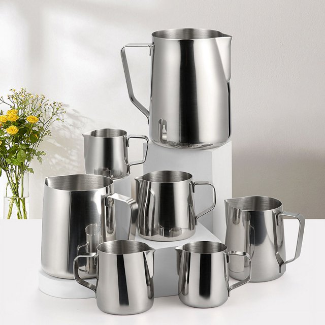 Taza de leche con forma de boca puntiaguda, taza de leche, taza de cera con escala cilíndrica, taza de cera para derretir, taza de acero inoxidable con forma de guirnalda