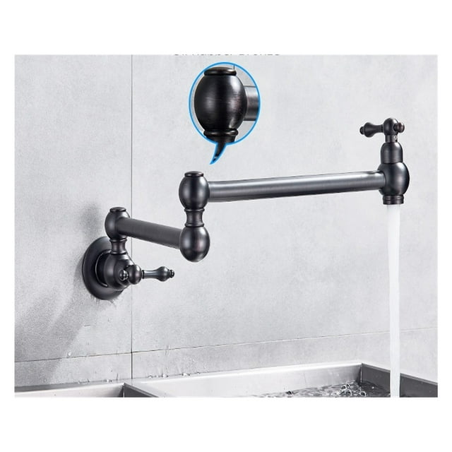 Black Rotated Kitchen Sink Cold Water Tap Faucet Solid Brass Basin Sink Swivel Faucets Wall Mounted Pot Filler Faucet ,bar Laundry RV Farmhouse