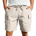 thumbnail image 3 of Men's Casual Sports Shorts with Elastic Waistband Zipper Pocket Joggers Sweatpants, Straight Leg Lightweight Quick Dry Breathable, for Gym Workout Running Daily Wear | AKLJWH,Beige 4XL, 3 of 9