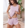 thumbnail image 4 of Ekouaer 2 Pieces Womens Tank Top Pajamas Set Soft Sleepwear Sleeveless Cami and Shorts Summer Loungewear Pjs Set, 4 of 6