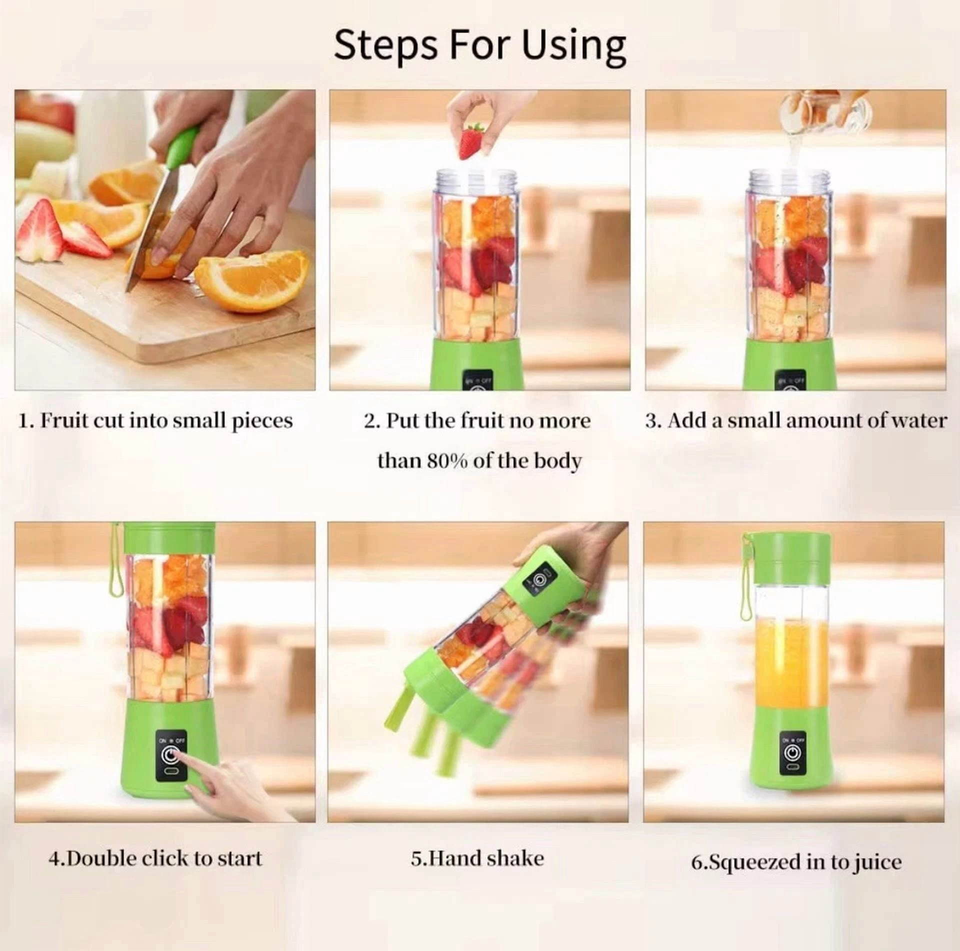 Portable Blender Smoothie Electric Blender Usb Rechargeable Mini Juicer Cup