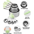 thumbnail image 3 of Stainless Steel Measuring Cups and Spoons Set of 10 Piece, Nesting Metal Measuring Cups Set with Soft Touch Silicone Handles for Dry and Liquid Ingredients, Cooking & Baking (Green), 3 of 14