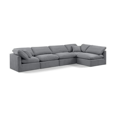 Meridian Furniture Indulge 164" Velvet L-Shaped Modular Sectional in Gray