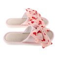 thumbnail image 2 of Pantuflas planas y cómodas para el dormitorio: tela de lino, puntera abierta, base de goma antideslizante y detalle de lazo sin puntera para mujer - Quiet Home Footwear, 2 of 8