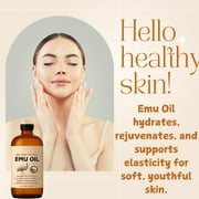 Emu Oil, 100% Pure Australian Emu Oil - Refined Natural Oil for Hair Growth, Anti-Aging Skin Moisturizer, Hydrating Face & Body Oil, Massage Oil for Scars & Dry Skin - Unscented, 4 fl oz Glass Bottle