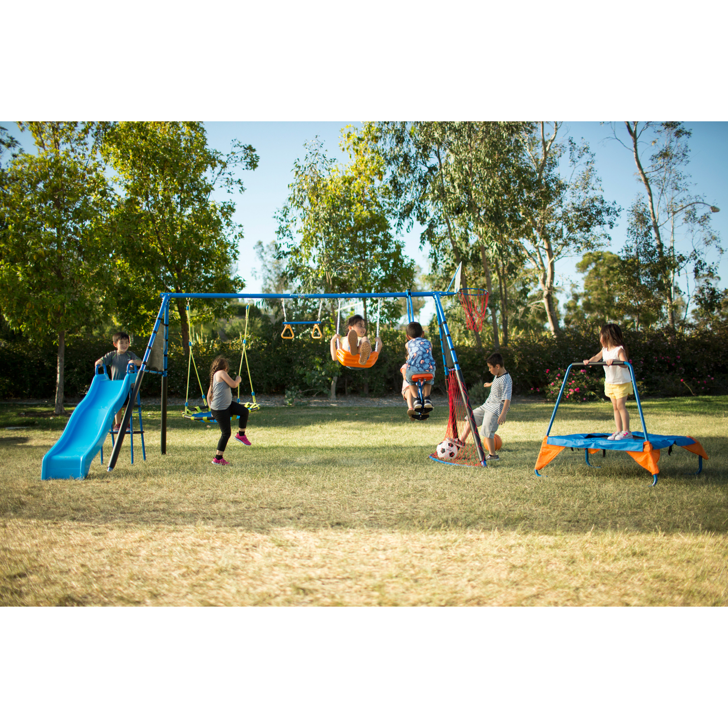 Fitness Reality Kids 'The Ultimate' 8 Station Sports Series Metal Swing Set with Basketball and Soccer - image 16 of 16