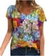 thumbnail image 2 of Pntutb Blusa suelta informal de manga corta con cuello en V y estampado floral para mujer Pntutb Pntutb-7857, 2 of 5