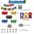 thumbnail image 3 of juegos de tema de los vengadores Hulk Spider Man Iron Man Capitán América Banner Cake Topper conjunto de globos decoración de fiesta de cumpleaños para niño, 11 Feliz Sencillez, 3 of 5