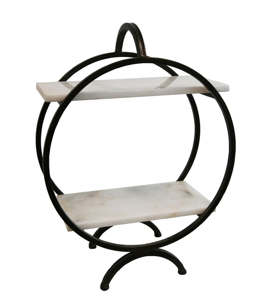 Round Metal Tiered Tabletop Shelf, Bronze